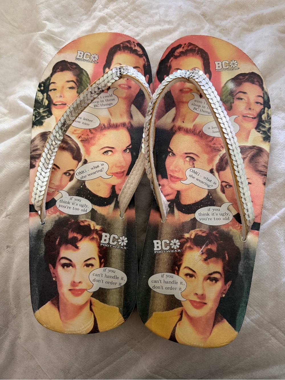 BC Footwear Orange Multi-Color Pop Art Sequin Strap Sandals